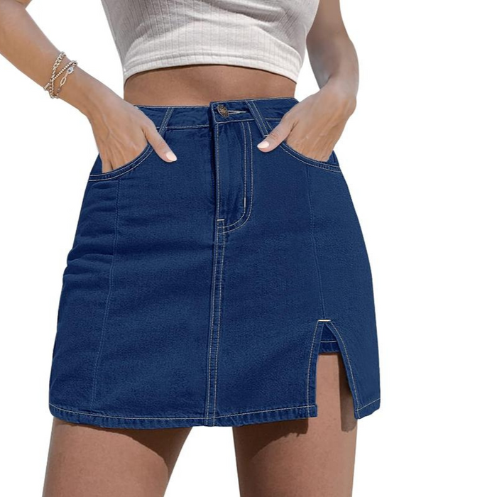 Women High Rise Stretchy Mini Skirt