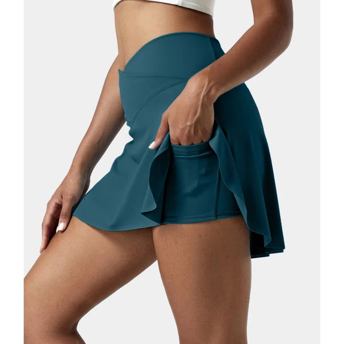 2 In 1 Side Pocket Tennis Skirt Shorts