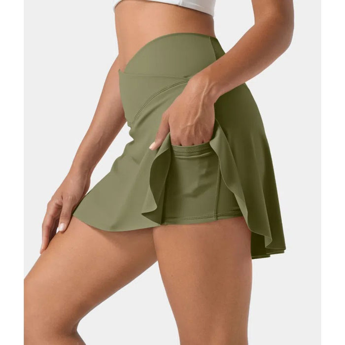 2 In 1 Side Pocket Tennis Skirt Shorts