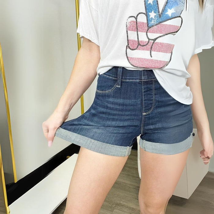 High Rise Denim Shorts