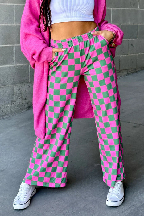 Checkered Patterned Wide Fit Trousers