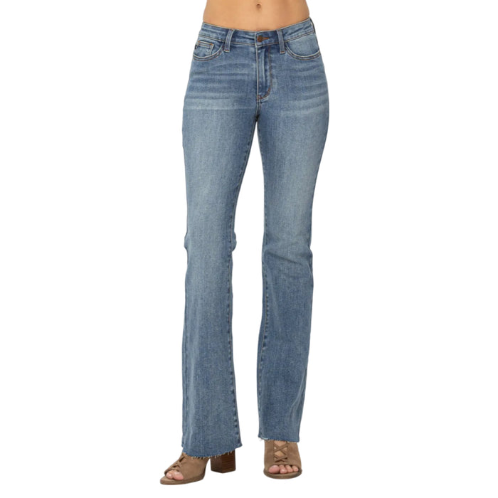 Judy Mid Rise Tuck Bootcut Jeans