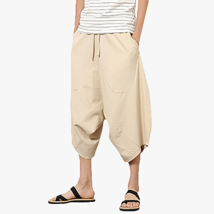 Baggy Harem Shorts | Men's Cotton Linen Capri Pants