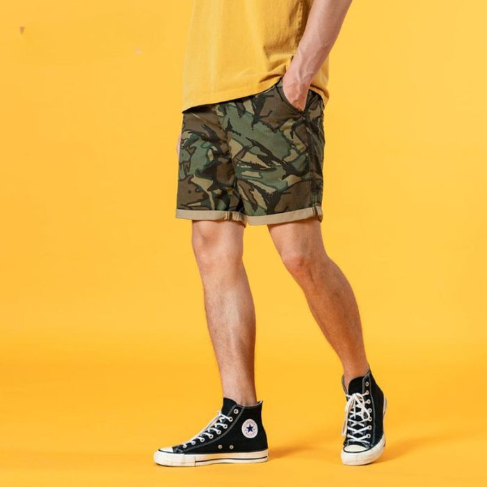 Camouflage Print Drawstring Shorts