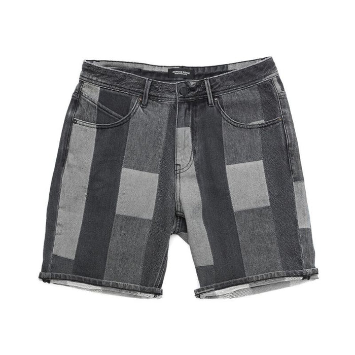 Men Patchwork Denim Shorts